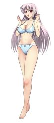 Rule 34 | 1girl, full body, highres, hinata aya, long hair, looking at viewer, non-web source, open mouth, purple hair, red eyes, solo, transparent background, underwear, underwear only