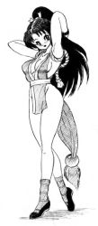 Rule 34 | breasts, cleavage, hand fan, fatal fury, game, legs, monochrome, neo-geo, neo geo, ninja, ponytail, rope, shiranui mai, smile, snk, the king of fighters
