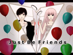 Rule 34 | bad id, bad pixiv id, balloon, black eyes, black hair, hime cut, ichiya, jewelry, just be friends (vocaloid), long hair, megurine luka, paper airplane, pink hair, pinky out, ring, string, string of fate, vocaloid