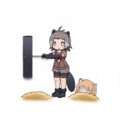 Rule 34 | 2girls, american beaver (kemono friends), animal ears, animated, beaver ears, beaver tail, bike shorts, bike shorts under shorts, black-tailed prairie dog (kemono friends), black footwear, black gloves, blank eyes, blonde hair, boots, commentary, elbow gloves, epilepsy warning, extra ears, gloves, grey hair, grey shorts, hair ornament, hairclip, hammer, kemono friends, looping animation, multiple girls, short hair, shorts, simple background, sweat, tail, taro (tontaro), video, whac-a-mole, white background