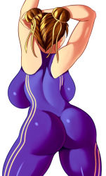 Rule 34 | 1girl, alternate costume, ass, backboob, bodysuit, breasts, capcom, chun-li, female focus, hip focus, huge ass, huge breasts, impossible clothes, solo, sowilo, street fighter, thick thighs, thighs, wide hips