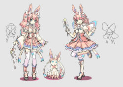 Rule 34 | 10s, 2girls, animal ears, blue eyes, blush, boots, bow, creatures (company), detached sleeves, dress, drill hair, game freak, gen 6 pokemon, gloves, hair ornament, hair ribbon, highres, japanese clothes, kimono, long hair, looking at viewer, magical girl, miniskirt, moemon, multiple girls, nintendo, north abyssor, one eye closed, personification, pink hair, pokemon, pokemon (creature), pokemon xy, ribbon, short kimono, skirt, smile, sylveon, thighhighs, twintails, wand, white legwear, wide sleeves, wink