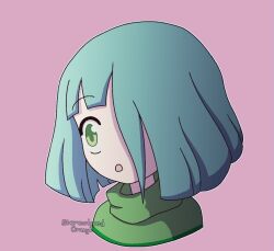 Rule 34 | 1girl, amber lightvale, animated, animated gif, blue hair, chibi, clothes, glitchtale, green eyes, green shirt, non-web source, one eye covered, shirt, short hair, smile