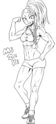Rule 34 | 1girl, abs, artist request, captain mizuki, lineart, muscular, muscular female, one-punch man, ponytail, red hair, solo, source request, tank top