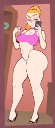 Rule 34 | 1girl, ass, breasts, choker, cleavage, high heels, highres, huge ass, nsfwskully, orange hair, rick and morty, selfie, short shirt, summer smith, thick thighs, thighs, underboob
