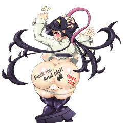 Rule 34 | 1girl, after anal, aftersex, against wall, anus, ass, backboob, bad id, bad pixiv id, bent over, black hair, blush, body writing, breasts, censored, clothes pull, english text, filia (skullgirls), hand gesture, huge ass, huge breasts, lactation, long hair, moumoku pen gin, nipples, panties, panty pull, penetration gesture, plump, pointless censoring, presenting, profanity, pussy, samson (skullgirls), skindentation, skirt, skirt pull, skullgirls, smile, solo, thighhighs, tongue, tongue out, underwear, white background