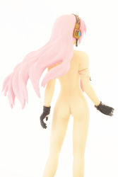 Rule 34 | 1girl, absurdres, arm at side, armlet, ass, back, black gloves, female focus, figure, from behind, gloves, headphones, headset, highres, legs, long hair, megurine luka, nude, pink hair, solo, standing, vocaloid