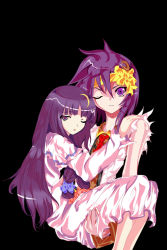 Rule 34 | 2girls, alphes (style), carrying, crescent, crescent hair ornament, crescent moon, female focus, hair ornament, moon, multiple girls, nock (garimoyasi), one eye closed, original, parody, patchouli knowledge, princess carry, purple eyes, purple hair, ribbon, sasaki rinbokusan, style parody, touhou