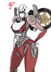 Rule 34 | 1girl, absurdres, arcee, autobot, blue eyes, blush, hand on own hip, helmet, highres, humanoid robot, konro yoyogei, looking at viewer, robot, robot girl, simple background, transformers, transformers: rise of the beasts, transformers (live action), white background