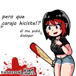 Rule 34 | 1girl, bat (animal), black hair, blood, guro, highres, hungryotaku2, meme, original, red hair