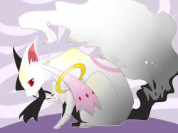 Rule 34 | 10s, bad id, bad pixiv id, dane2424, kyubey, mahou shoujo madoka magica, mahou shoujo madoka magica (anime), no humans, profile, red eyes, sitting, smile, solo