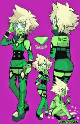 Rule 34 | 1girl, blonde hair, boots, collage, colored skin, female focus, full body, green skin, highres, hopebiscuit, peridot (steven universe), platform boots, platform footwear, steven universe, thighhighs, zettai ryouiki