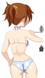 Rule 34 | 00s, 1boy, 1girl, ass, backboob, bikini, breasts, brown hair, from behind, hirasawa ui, k-on!, ladle, ponytail, short hair, standing, swimsuit, taka (takahirokun)