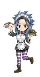 Rule 34 | 1girl, blue hair, fairy tail, levy mcgarden, simple background, solo, tagme, waitress