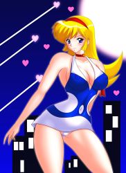 Rule 34 | 1girl, absurdres, armband, armpits, blonde hair, blue eyes, blush, breasts, choker, cleavage, covered erect nipples, covered navel, cutie honey, cutie honey flash, dress, earrings, hair ornament, heart, heart choker, highres, impossible clothes, jewelry, kisaragi honey, looking at viewer, medium breasts, medium hair, miniskirt, navel, nipples, covered erect nipples, panties, pantyshot, skindentation, skirt, solo, underwear, white panties