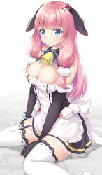 Rule 34 | 1girl, animal ears, apron, azur lane, back bow, bad id, bad pixiv id, bare shoulders, black dress, black garter straps, black gloves, blue eyes, bow, buttons, double-breasted, dress, elbow gloves, garter straps, gloves, highres, looking at viewer, pink hair, sakuba nao, sleeveless, sleeveless dress, solo, suffolk (azur lane), thighhighs, waist apron, white apron, white bow, white thighhighs, zettai ryouiki