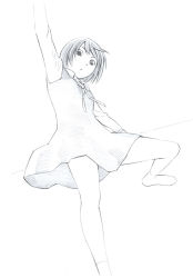 Rule 34 | 1girl, dress, greyscale, monochrome, original, short hair, sketch, solo, traditional media, yoshitomi akihito