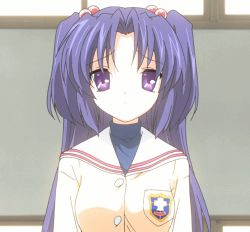 Rule 34 | 00s, animated, animated gif, clannad, ichinose kotomi, looking at viewer, lowres, school uniform, screencap, solo