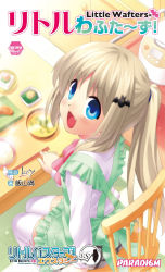 Rule 34 | 1girl, :d, alternate hairstyle, apron, bat hair ornament, blue eyes, blush, chair, chopsticks, fang, food, hair ornament, highres, little busters!, long hair, long sleeves, noumi kudryavka, open mouth, plaid, plaid skirt, plate, ponytail, rice cooker, school uniform, silver hair, skirt, smile, solo, table, tareme, thighhighs, white thighhighs, zen