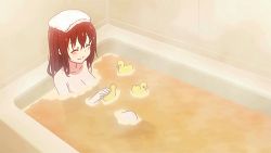 Rule 34 | animated, animated gif, bathing, blush, himouto! umaru-chan, lowres, partially submerged, red hair, rubber duck, smile