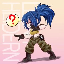 Rule 34 | 1girl, animated, blue hair, boots, breasts, chibi, gloves, large breasts, leona heidern, live2d, midriff, nami haru, navel, ponytail, snk, sports bra, tagme, the king of fighters, video