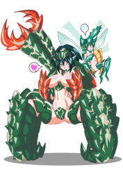 Rule 34 | 1boy, 1girl, blush, breasts, buti-yu, heart, highres, arthropod girl, insect wings, large breasts, monster girl, monster hunter (series), personification, seltas, seltas queen, spoken heart, tail, wings, yellow eyes
