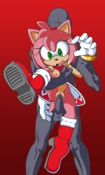 Rule 34 | amy rose, grabbing another&#039;s breast, breasts, breasts out, ffisf, grabbing, highres, inminent sex, sega, sonic (series), surprised, tagme