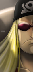 Rule 34 | 1boy, artist name, artofide, black hat, blonde hair, closed mouth, hat, highres, jolly roger, limejuice (one piece), long hair, male focus, one piece, portrait, solo, sunglasses
