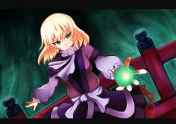 Rule 34 | 1girl, blonde hair, greave (asterism), green eyes, mizuhashi parsee, pointy ears, short hair, solo, touhou