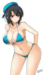 Rule 34 | 10s, 1girl, beret, bikini, black hair, hat, highres, kantai collection, red eyes, short hair, solo, swimsuit, takao (kancolle), the-sinner