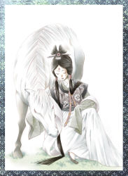 Rule 34 | black hair, female focus, horse, japanese clothes, kimono, nara period, original, solo