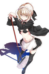 Rule 34 | 1girl, apron, artoria pendragon (alter swimsuit rider) (fate), artoria pendragon (alter swimsuit rider) (second ascension) (fate), artoria pendragon (fate), bikini, black bikini, black bow, black coat, black jacket, black thighhighs, bow, bowtie, braid, breasts, choker, coat, fate/grand order, fate (series), french braid, frilled apron, frilled bikini, frilled choker, frills, highres, hood, hoodie, jacket, maid, maid bikini, maid headdress, mop, navel, open clothes, open hoodie, over-kneehighs, shibamine takashi, solo, swimsuit, thighhighs, unconventional maid, waist apron, white apron, yellow eyes