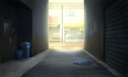 Rule 34 | alley, building, commentary request, door, garage, hatch, no humans, original, outdoors, scenery, shop, shopping district, trash can, user peo4941