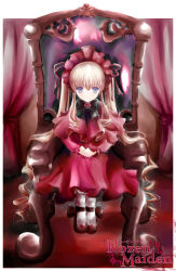 Rule 34 | 00s, 1girl, blonde hair, blue eyes, chair, dress, katsuko (tohyarei), rozen maiden, shinku, sitting, solo, twintails