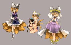 Rule 34 | 1980s (style), 2girls, adapted costume, animal ears, animal hat, bad id, bad twitter id, bikini, blonde hair, blue tabard, blush, breasts, brown eyes, brown hair, cat ears, cat tail, chen, cleavage, closed mouth, commentary request, dress, flower, fox tail, frilled dress, frilled hat, frills, green headwear, hands in opposite sleeves, hat, long sleeves, medium breasts, mob cap, multiple girls, multiple tails, nekomata, oldschool, mob cap, retro artstyle, short hair, skirt hold, small breasts, smile, socks, swimsuit, tabard, tail, takemoto izumi (style), tassel, touhou, two tails, veil, wet, white dress, white headwear, white legwear, wide sleeves, yakumo ran, yatyou, yellow eyes