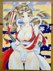 Rule 34 | 1girl, absurdres, breasts, cameltoe, fatal fury, highres, large breasts, long hair, ponytail, shiranui mai