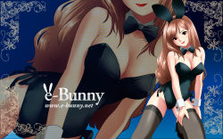 Rule 34 | 1girl, animal ears, breasts, cleavage, fake animal ears, highres, large breasts, lipstick, long hair, looking at viewer, makeup, original, playboy bunny, ponnetsu, rabbit ears, red eyes, solo, thighhighs, wallpaper, zoom layer