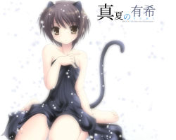 Rule 34 | 00s, 1girl, animal ears, cat ears, cat tail, nagato yuki, namamo nanase, snow, snowing, solo, suzumiya haruhi no yuuutsu, tail, wallpaper
