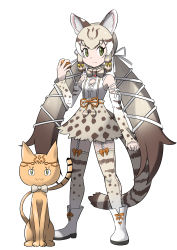 Rule 34 | absurdres, animal costume, animal ear fluff, animal ears, cat ears, cat girl, cat tail, geoffroy&#039;s cat (kemono friends), highres, kawanami eito, kemono friends, kemono friends v project, long hair, simple background, tail, twintails, virtual youtuber