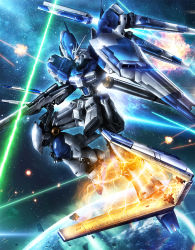 Rule 34 | battle, beam, beam rifle, char&#039;s counterattack, char&#039;s counterattack - beltorchika&#039;s children, commentary, debris, earth (planet), electricity, energy gun, exhaust, explosion, fin funnels, glowing, glowing eyes, gun, gundam, hi-nu gundam, highres, holding, holding gun, holding weapon, mecha, mobile suit, planet, robot, science fiction, shield, solo, space, star (sky), v-fin, weapon, yellow eyes, youiki