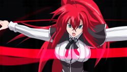 Rule 34 | 10s, 1girl, angry, animated, animated gif, blue eyes, breasts, butt crack, demon girl, female focus, fighting, high school dxd, kicking, large breasts, long hair, open mouth, panties, pantyshot, red hair, rias gremory, school uniform, screencap, solo, transparent, underwear, upskirt