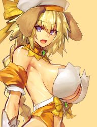 Rule 34 | 1girl, :d, alternate costume, animal ears, armpits, bare shoulders, blonde hair, blue eyes, braid, breasts, collar, detached sleeves, dog ears, eyebrows, fang, fate/apocrypha, fate/extella, fate/extra, fate/grand order, fate (series), from side, gloves, hat, highres, jeanne d&#039;arc (april magical) (fate), jeanne d&#039;arc (fate), jeanne d&#039;arc (ruler) (fate), kemonomimi mode, large breasts, long hair, looking at viewer, looking to the side, melon22, open mouth, puffy short sleeves, puffy sleeves, revealing clothes, rojiura satsuki : chapter heroine sanctuary, short sleeves, sideboob, single braid, smile, solo, underboob, upper body, white gloves