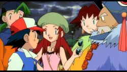 Rule 34 | animated, anime screenshot, ash ketchum, blush, carol (pokemon), creatures (company), game freak, gen 2 pokemon, highres, kiss, kissing cheek, maren (pokemon), melody (pokemon), misty (pokemon), multiple boys, multiple girls, nintendo, outdoors, pokemon, pokemon (anime), pokemon (classic anime), pokemon the movie 2000: the power of one, screencap, sound, sunglasses, tagme, tobias (pokemon), togepi, tracey sketchit, video