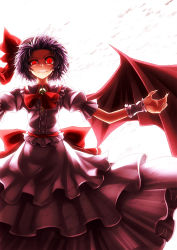 Rule 34 | 1girl, bat wings, claws, crazy eyes, fangs, female focus, hat, kazetto, light purple hair, red eyes, remilia scarlet, short hair, slit pupils, solo, standing, touhou, wings