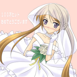 Rule 34 | 00s, blush, bridal veil, bride, dress, flower, gloves, masakichi (crossroad), milestone celebration, rose, sakuya (sister princess), sister princess, solo, veil, wedding dress, white flower, white rose