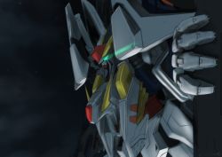 Rule 34 | beam rifle, cloud, cloudy sky, commentary request, energy gun, glowing, glowing eyes, green eyes, gundam, gundam hathaway&#039;s flash, hiwa industry, mecha, mobile suit, night, night sky, no humans, robot, science fiction, sky, solo, star (sky), starry sky, upper body, v-fin, weapon, xi gundam
