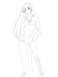 Rule 34 | 1girl, 99ban, breasts, covered navel, cross-laced footwear, fire emblem, fire emblem: mystery of the emblem, highres, linde (fire emblem), lineart, long hair, monochrome, nintendo, smile, solo, transparent background, very long hair