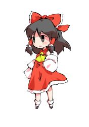 Rule 34 | 1girl, ascot, bare shoulders, black eyes, black footwear, blush, bow, chibi, collar, collared dress, dairi, detached sleeves, dress, full body, grey eyes, grey hair, hair between eyes, hair ornament, hair tubes, hakurei reimu, hand on own hip, long sleeves, looking to the side, open mouth, red bow, red dress, shaded face, shoes, short hair, simple background, sleeveless, sleeveless dress, socks, solo, standing, tachi-e, touhou, transparent background, white sleeves, white socks, wide sleeves, yellow ascot