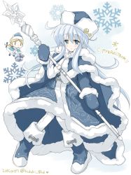 Rule 34 | 10s, 1girl, alternate costume, bad id, bad pixiv id, blue eyes, blue footwear, blush, boots, cape, christmas, coat, fairy, fairy (kancolle), fur hat, fur trim, gift, hammer and sickle, hat, hibiki (kancolle), hizuki yayoi, holding, kantai collection, long hair, mittens, pantyhose, russian clothes, russian text, silver hair, snowflakes, solo, staff, star (symbol), twitter username, ushanka, verniy (kancolle), very long hair, white pantyhose, winter clothes, | |