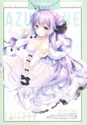 Rule 34 | 1girl, 2018, absurdres, ahoge, azur lane, bare shoulders, black bow, black ribbon, blush, bow, breasts, character name, cleavage, copyright name, dated, dress, elbow gloves, eyelashes, fingerless gloves, fingernails, frilled ribbon, frills, full body, gloves, hair between eyes, hair bun, hair spread out, hand up, highres, light purple hair, long hair, long legs, looking at viewer, looking back, parted lips, purple eyes, ribbon, sidelocks, simple background, sitting, sleeveless, sleeveless dress, small breasts, solo, tatekawa mako, thighhighs, two side up, unicorn, unicorn (azur lane), very long hair, wariza, white background, white bow, white dress, white footwear, white gloves, white thighhighs, white wings, wings
